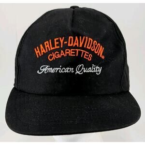Vintage 80’s Harley Davidson Motorcycles Cigarettes Black Cotton SnapBack Hat